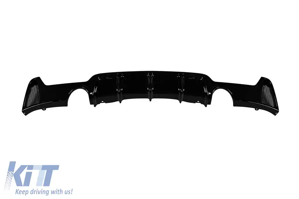Difuzor spate stil M Performance Design Design potrivit pentru BMW Seria 4 F32 Coupe, F33 Cabriolet, F36 Gran Coupe cu bara M-Technic după 2013 -o--o-, negru lucios