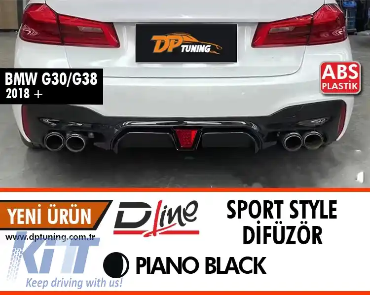 Difuzor spate stil sport G30-G38 cu lampă, negru piano, ABS / 2017-2022