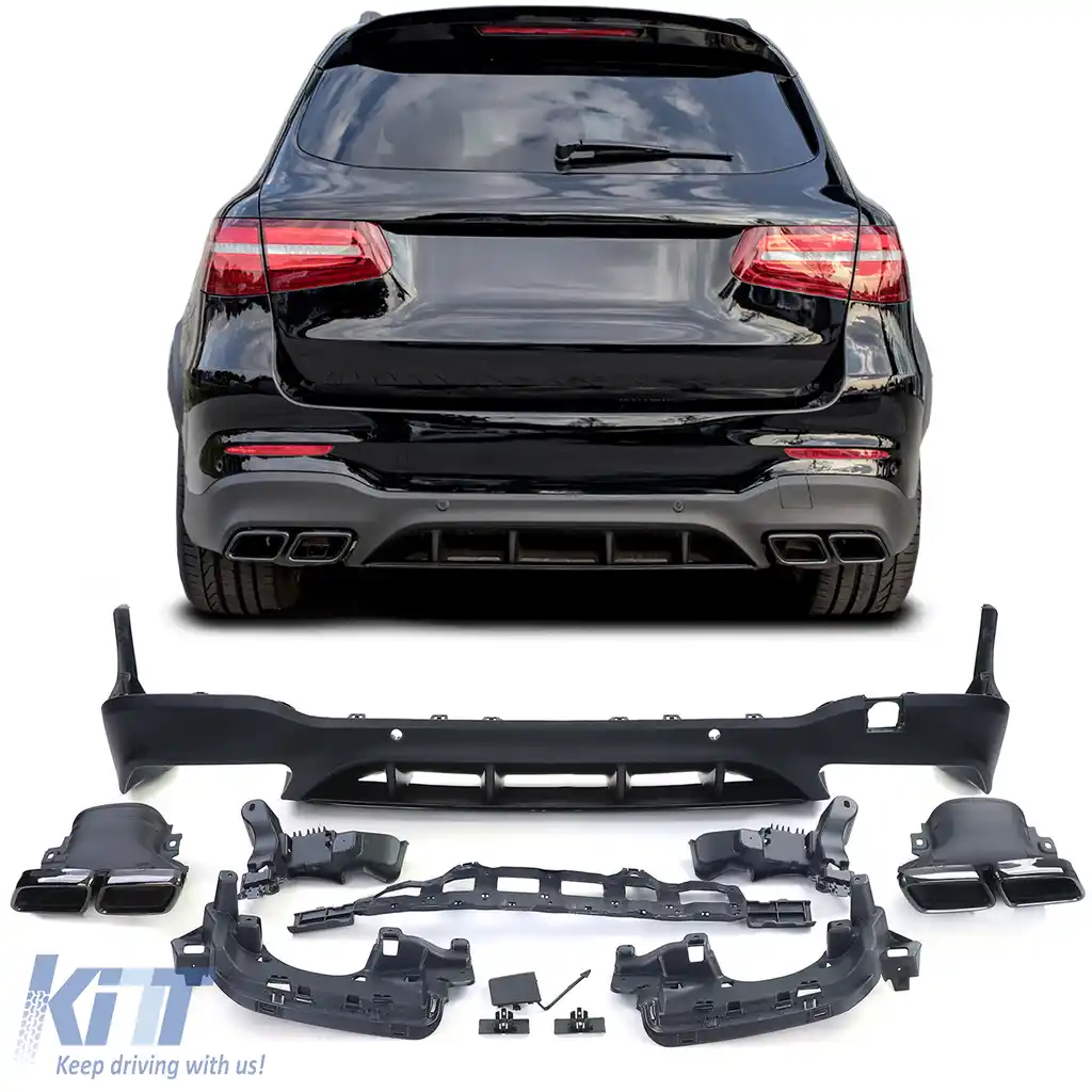 Difuzor spate versiune sport cu țevi de eșapament negre, potrivit pentru Mercedes GLC X253