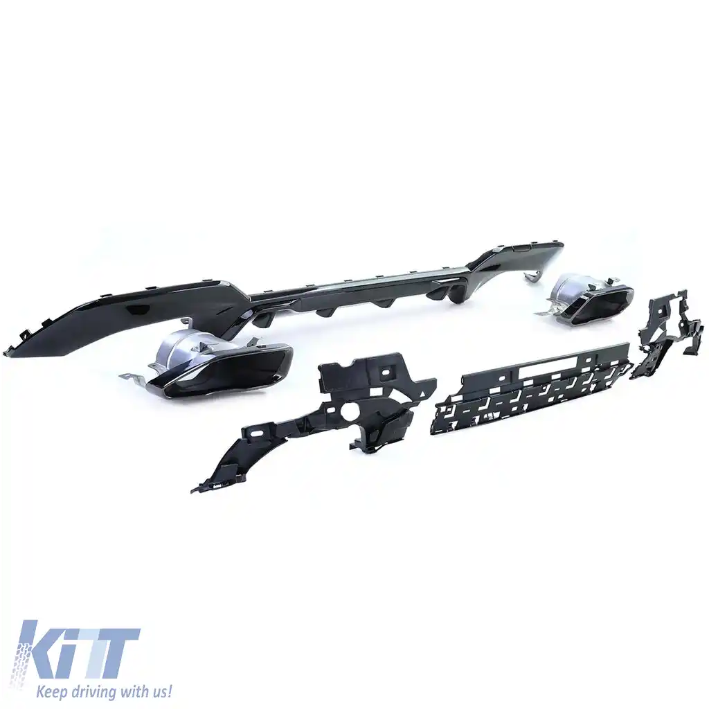 Difuzor sport spate lucios + țevi de eșapament 340 look potrivit pentru BMW Seria 3 G20 G21 320 330-image-6198838