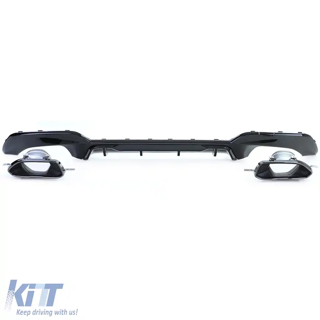 Difuzor sport spate lucios + țevi de eșapament 340 look potrivit pentru BMW Seria 3 G20 G21 320 330-image-6198839