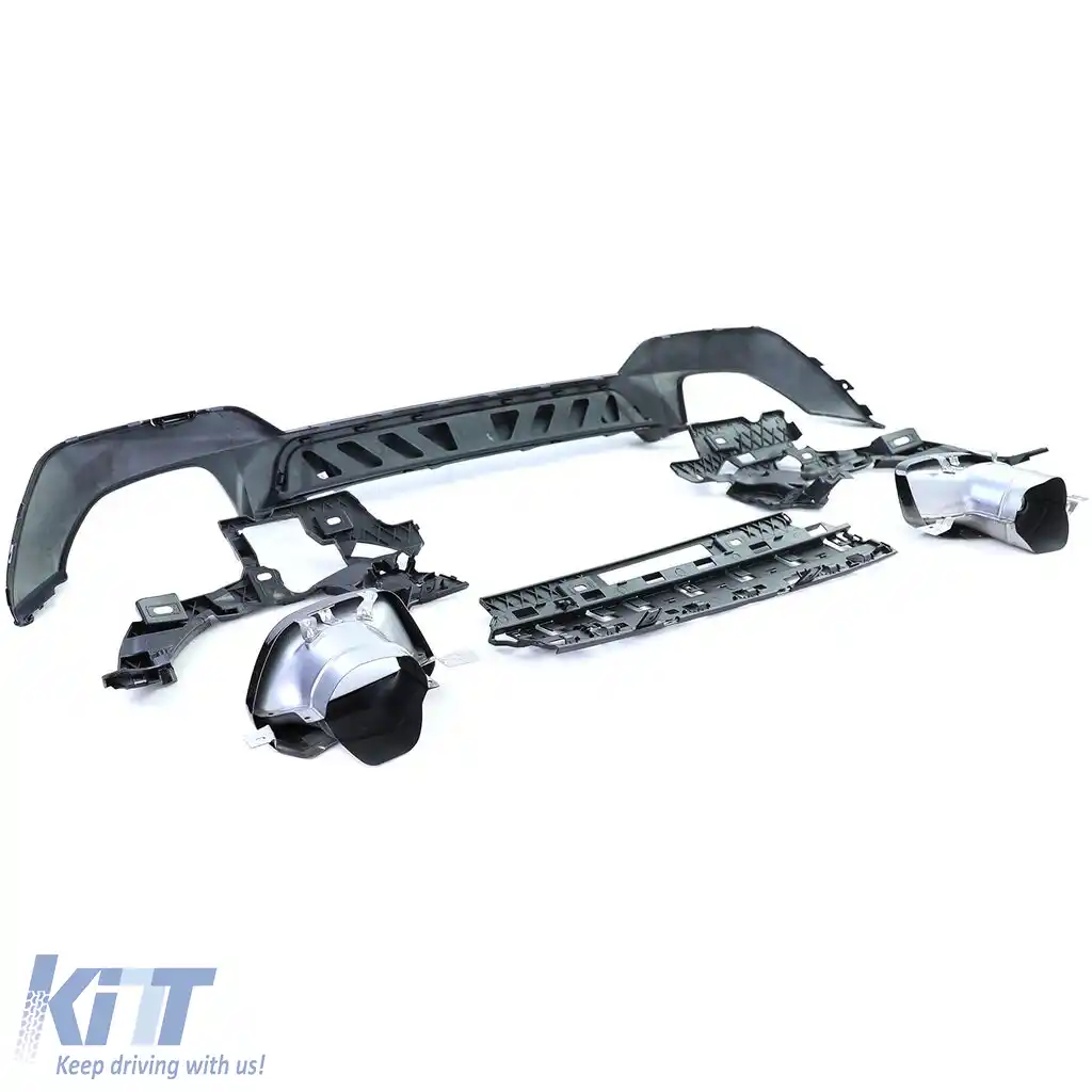 Difuzor sport spate lucios + țevi de eșapament 340 look potrivit pentru BMW Seria 3 G20 G21 320 330-image-6198844