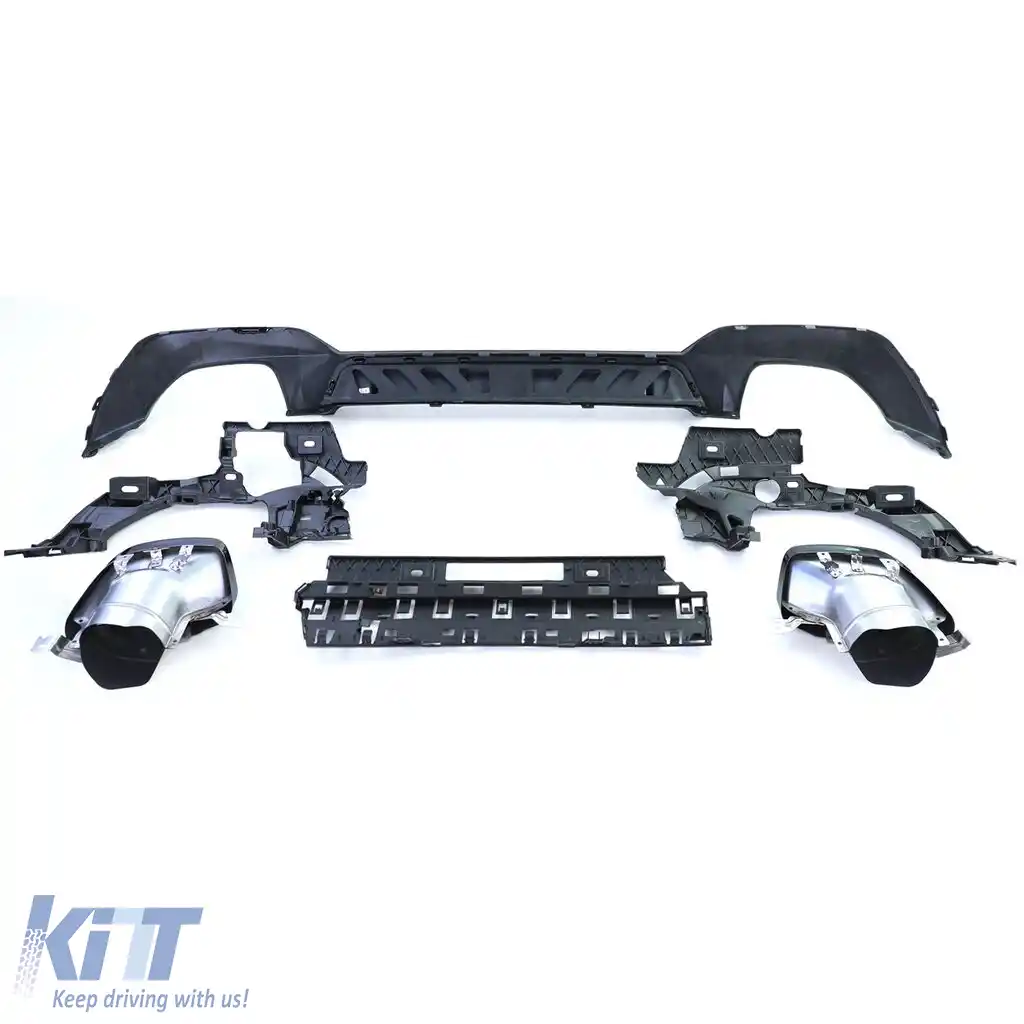 Difuzor sport spate lucios + țevi de eșapament 340 look potrivit pentru BMW Seria 3 G20 G21 320 330-image-6198846