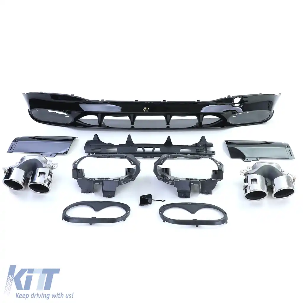 Difuzor sport spate lucios negru cu țevi de eșapament cromate, potrivit pentru Mercedes CLA C118 X118-image-6200134