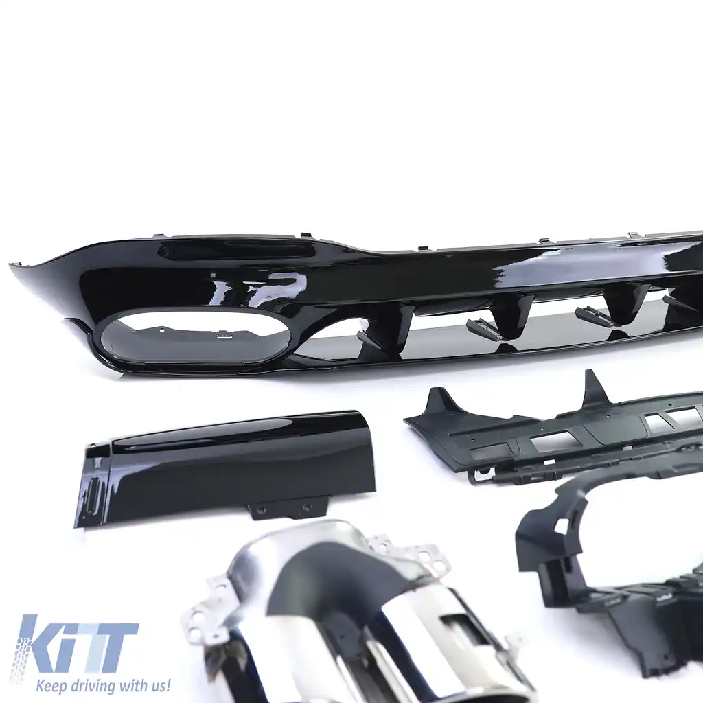 Difuzor sport spate lucios negru cu țevi de eșapament cromate, potrivit pentru Mercedes CLA C118 X118-image-6200137