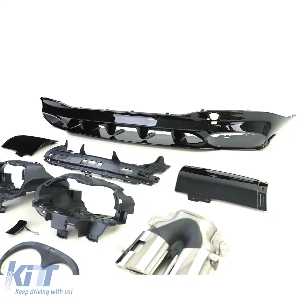 Difuzor sport spate lucios negru cu țevi de eșapament cromate, potrivit pentru Mercedes CLA C118 X118-image-6200138