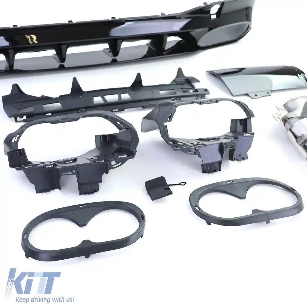 Difuzor sport spate lucios negru cu țevi de eșapament cromate, potrivit pentru Mercedes CLA C118 X118-image-6200139