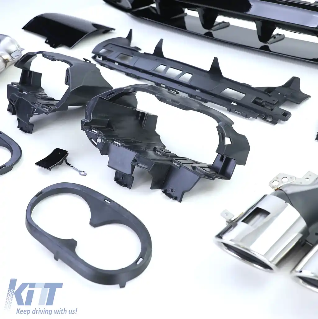 Difuzor sport spate lucios negru cu țevi de eșapament cromate, potrivit pentru Mercedes CLA C118 X118-image-6200140