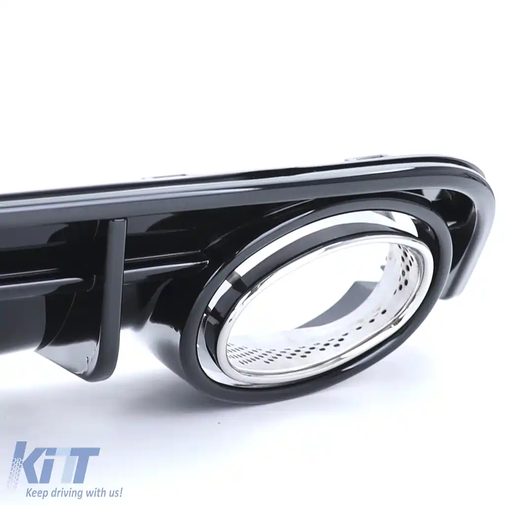 Difuzor sport spate lucios negru cu tevi de eșapament cromate, potrivit pentru Audi A6 C7 4G 14-18-image-6197731