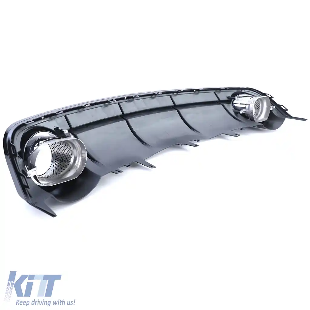 Difuzor sport spate lucios negru cu tevi de eșapament cromate, potrivit pentru Audi A6 C7 4G 14-18-image-6197733