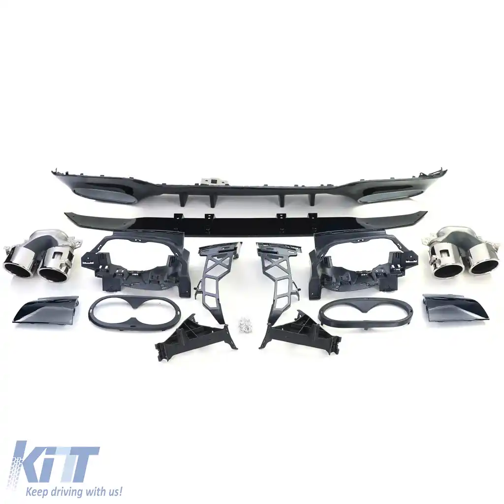 Difuzor sport spate negru cu tevi de eșapament cromate, potrivit pentru Mercedes A-Class W177 din 19-image-6264000