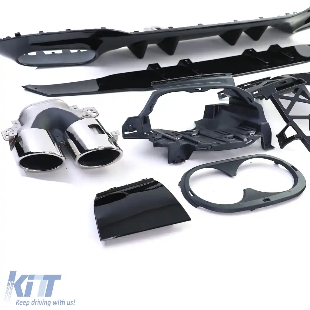 Difuzor sport spate negru cu tevi de eșapament cromate, potrivit pentru Mercedes A-Class W177 din 19-image-6264001