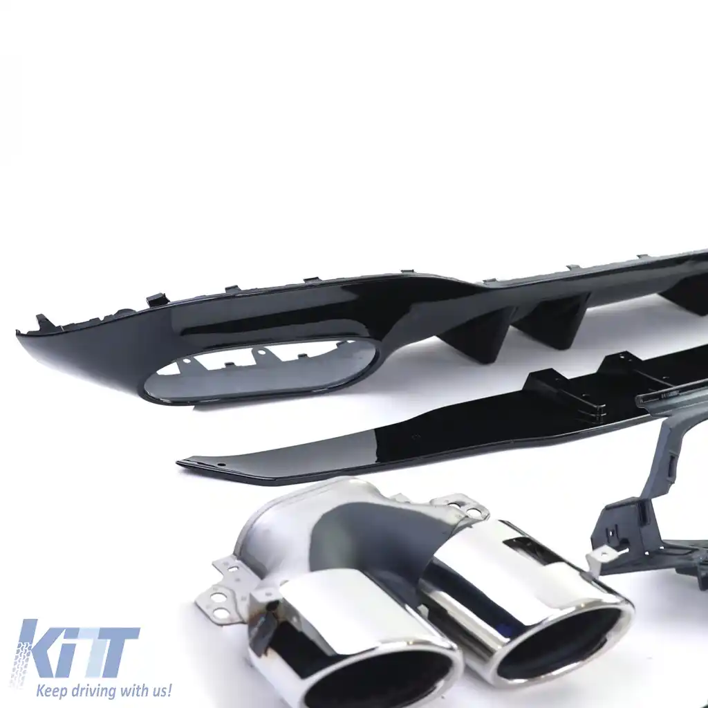 Difuzor sport spate negru cu tevi de eșapament cromate, potrivit pentru Mercedes A-Class W177 din 19-image-6264003