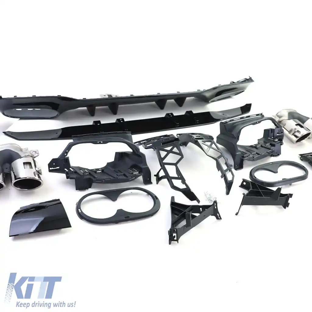 Difuzor sport spate negru cu tevi de eșapament cromate, potrivit pentru Mercedes A-Class W177 din 19-image-6264005