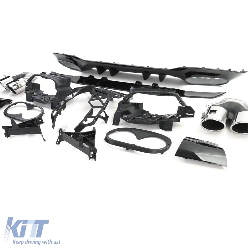 Difuzor sport spate negru cu tevi de eșapament cromate, potrivit pentru Mercedes A-Class W177 din 19-image-6264006