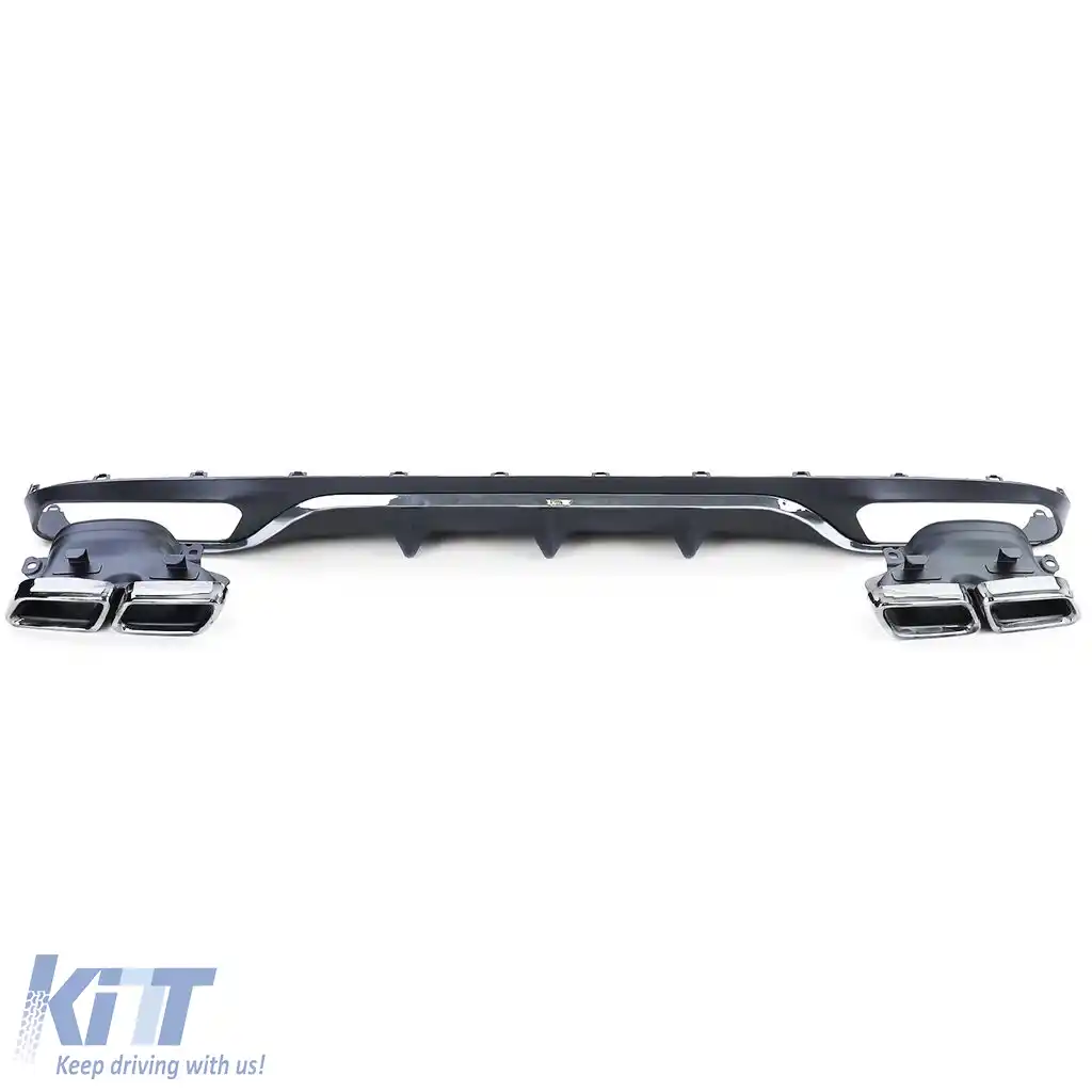 Difuzor sportiv posterior cu tevi de eșapament cromate, potrivit pentru Mercedes E-Class W213 fără linia de design A-image-6202317