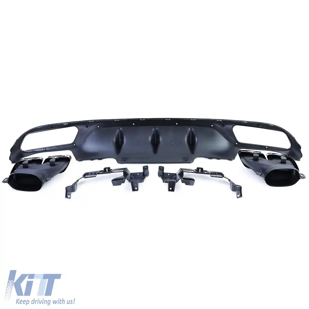 Difuzor sportiv posterior cu tevi de eșapament cromate, potrivit pentru Mercedes E-Class W213 fără linia de design A-image-6202321