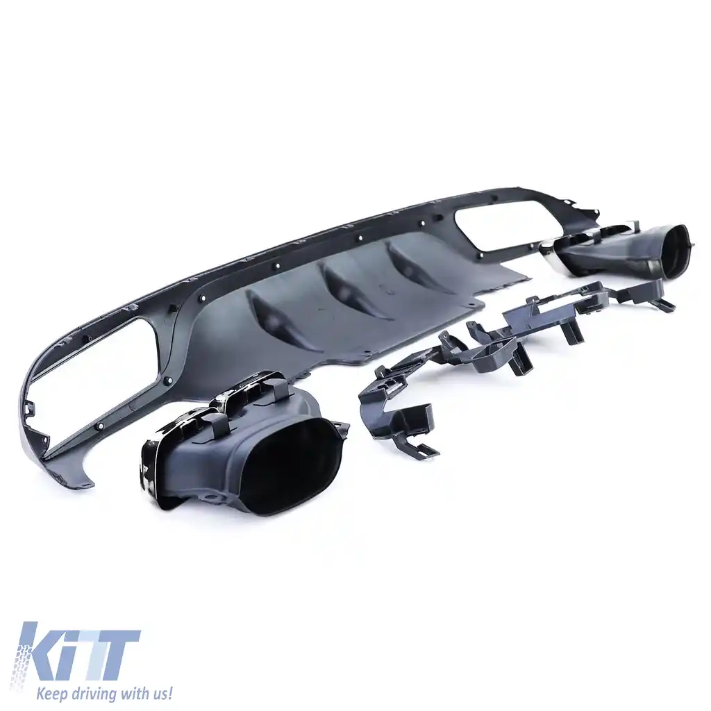 Difuzor sportiv posterior cu tevi de eșapament cromate, potrivit pentru Mercedes E-Class W213 fără linia de design A-image-6202322