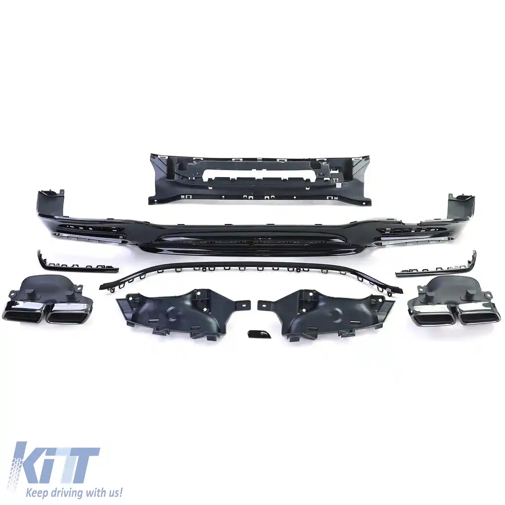 Difuzor sportiv spate cu țevi de eșapament negre duble, potrivit pentru Mercedes S-Class W222 17-20-image-6191386