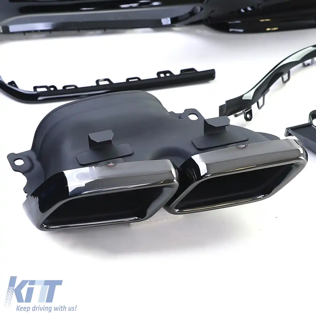 Difuzor sportiv spate cu țevi de eșapament negre duble, potrivit pentru Mercedes S-Class W222 17-20-image-6191387