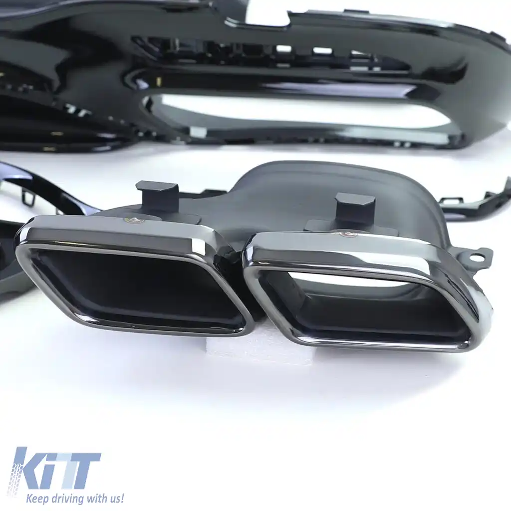 Difuzor sportiv spate cu țevi de eșapament negre duble, potrivit pentru Mercedes S-Class W222 17-20-image-6191388
