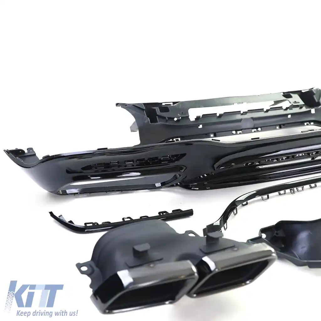 Difuzor sportiv spate cu țevi de eșapament negre duble, potrivit pentru Mercedes S-Class W222 17-20-image-6191389