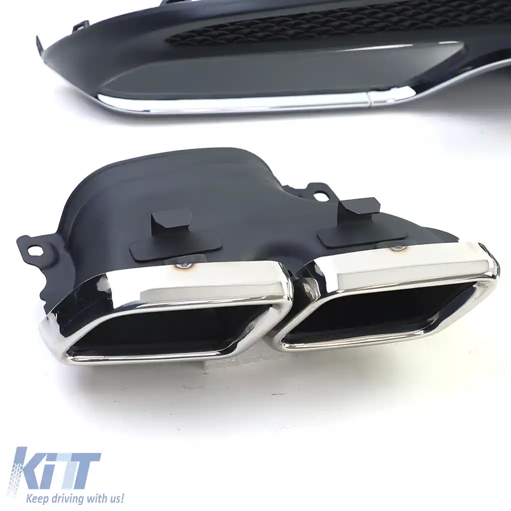 Difuzor sportiv spate cu țevi de eșapament cromate, potrivit pentru Mercedes C W205 S205 sedan 14-18-image-6196503