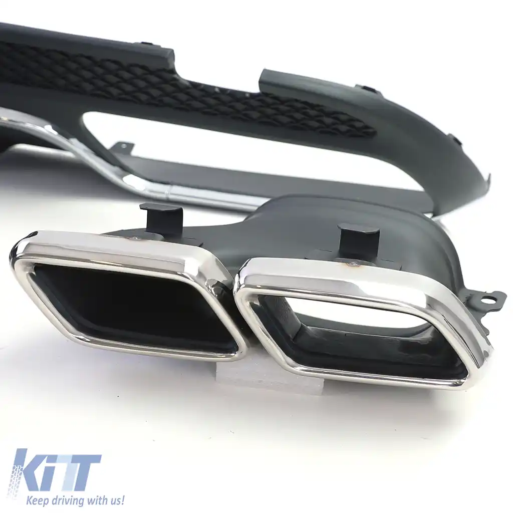 Difuzor sportiv spate cu țevi de eșapament cromate, potrivit pentru Mercedes C W205 S205 sedan 14-18-image-6196504