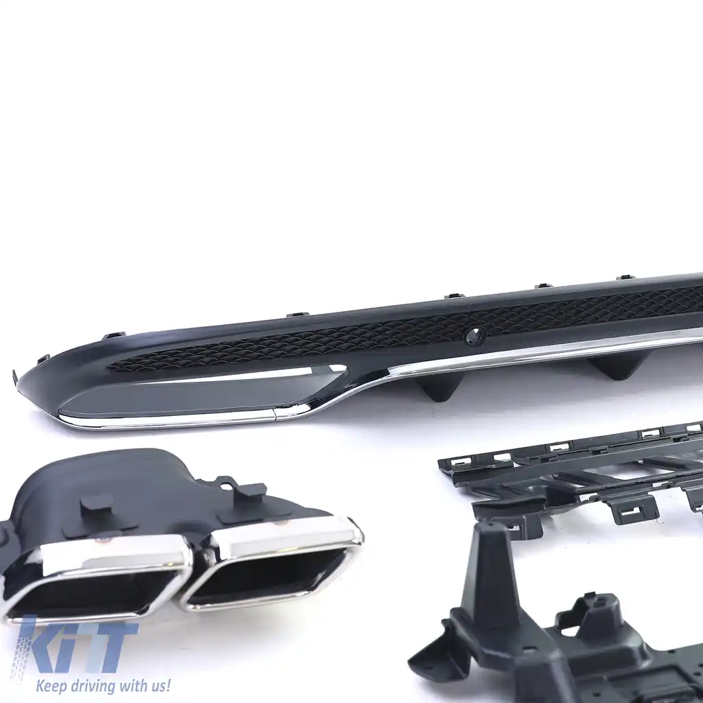 Difuzor sportiv spate cu țevi de eșapament cromate, potrivit pentru Mercedes C W205 S205 sedan 14-18-image-6196505