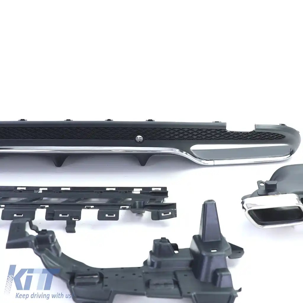 Difuzor sportiv spate cu țevi de eșapament cromate, potrivit pentru Mercedes C W205 S205 sedan 14-18-image-6196506