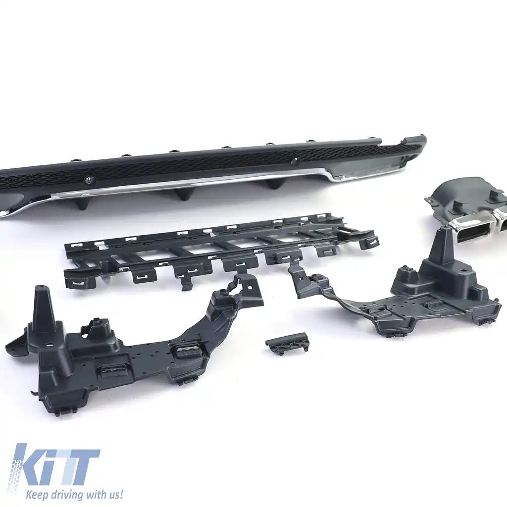 Difuzor sportiv spate cu țevi de eșapament cromate, potrivit pentru Mercedes C W205 S205 sedan 14-18-image-6196507