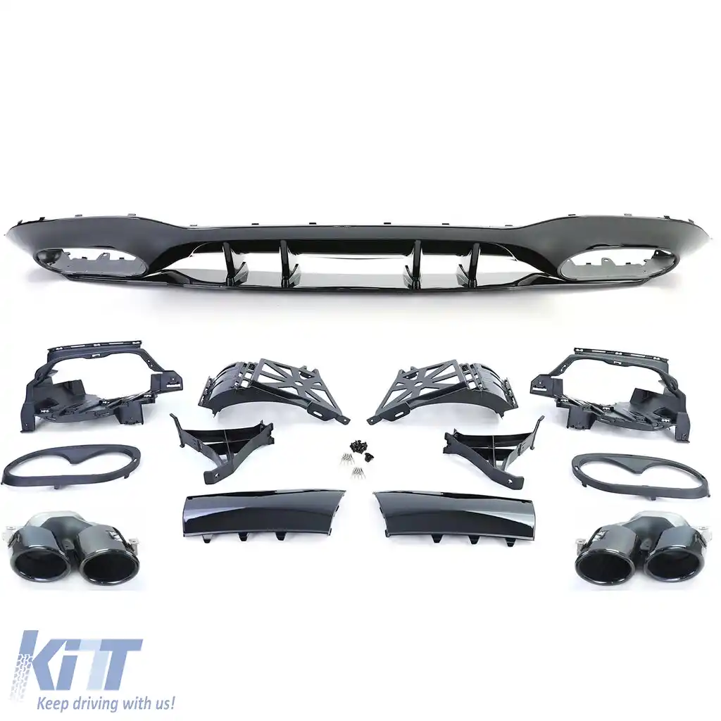 Difuzor sportiv spate cu țevi de eșapament negre, potrivit pentru Mercedes A Class V177 19-25-image-6259223