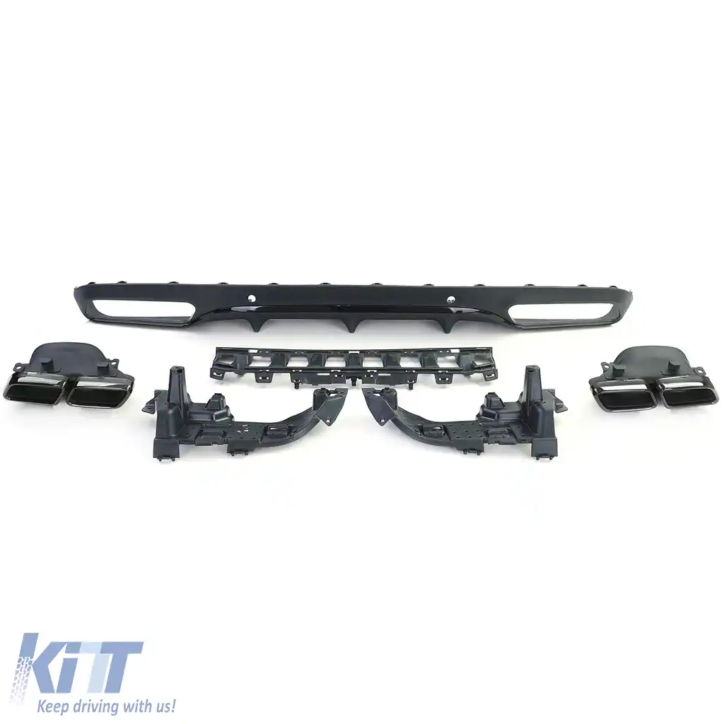 Difuzor sportiv spate cu tevi de eșapament negre, potrivit pentru Mercedes C C205 Coupe 15-18-image-6196705