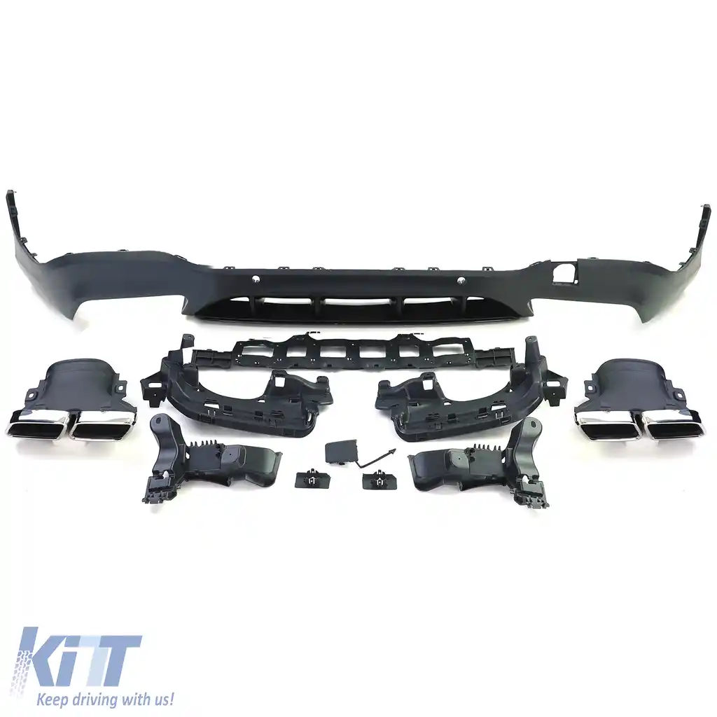 Difuzor sportiv spate cu tevi de eșapament cromate, potrivit pentru Mercedes GLC X253 SUV 15-19-image-6202806