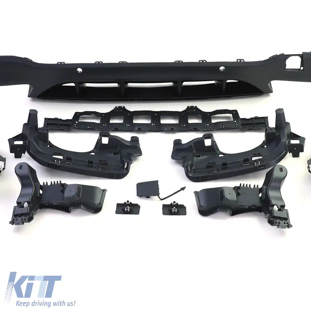 Difuzor sportiv spate cu tevi de eșapament cromate, potrivit pentru Mercedes GLC X253 SUV 15-19-image-6202807