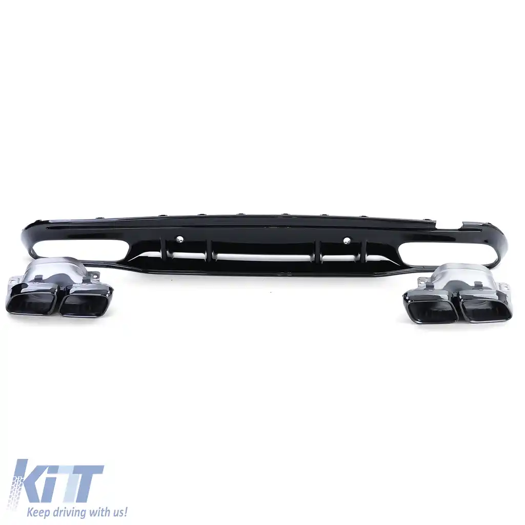 Difuzor sportiv spate cu tevi de evacuare negre, potrivit pentru Mercedes C-Class W205 sedan 18-21-image-6200119