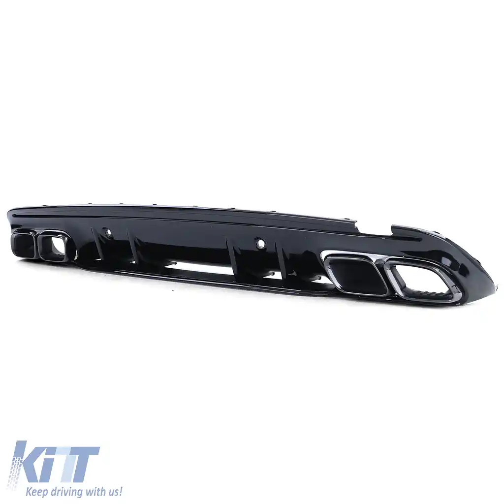 Difuzor sportiv spate cu tevi de evacuare negre, potrivit pentru Mercedes C-Class W205 sedan 18-21-image-6200120