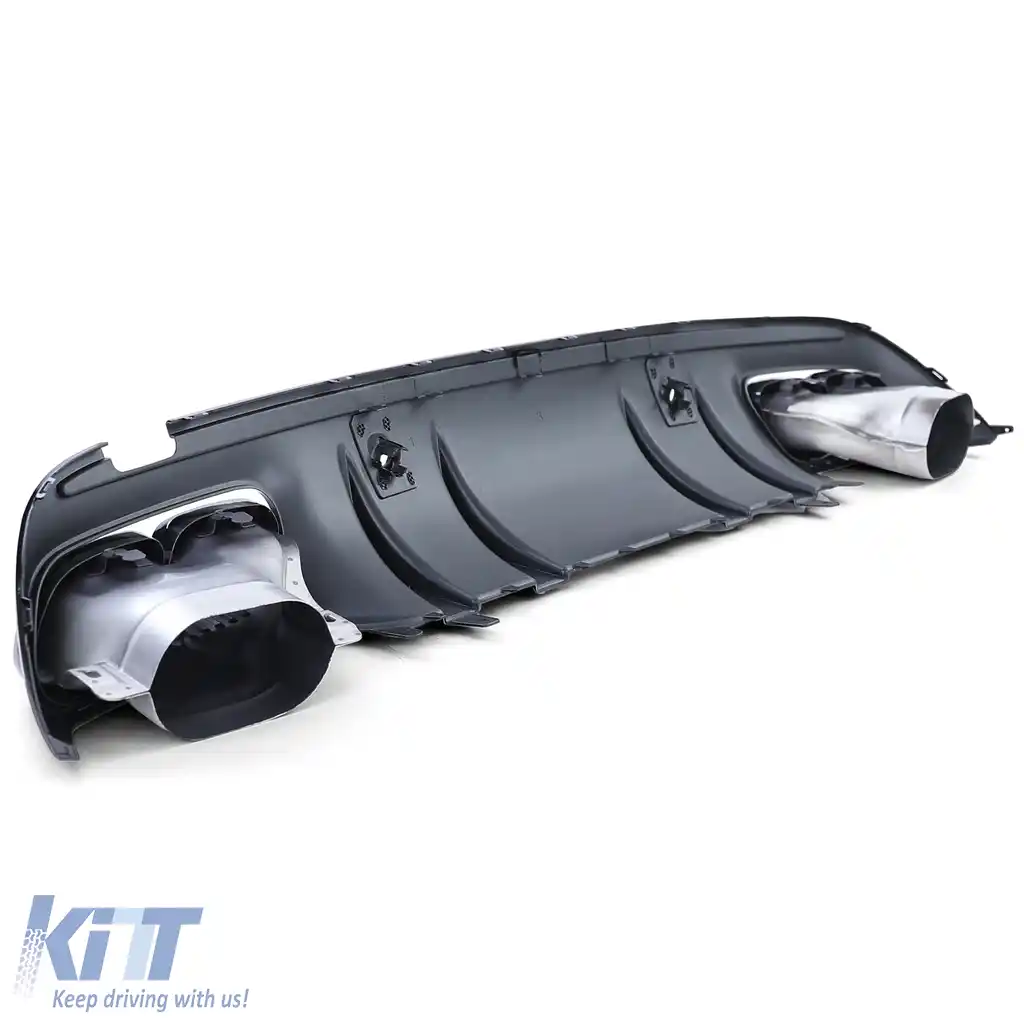 Difuzor sportiv spate cu tevi de evacuare negre, potrivit pentru Mercedes C-Class W205 sedan 18-21-image-6200124