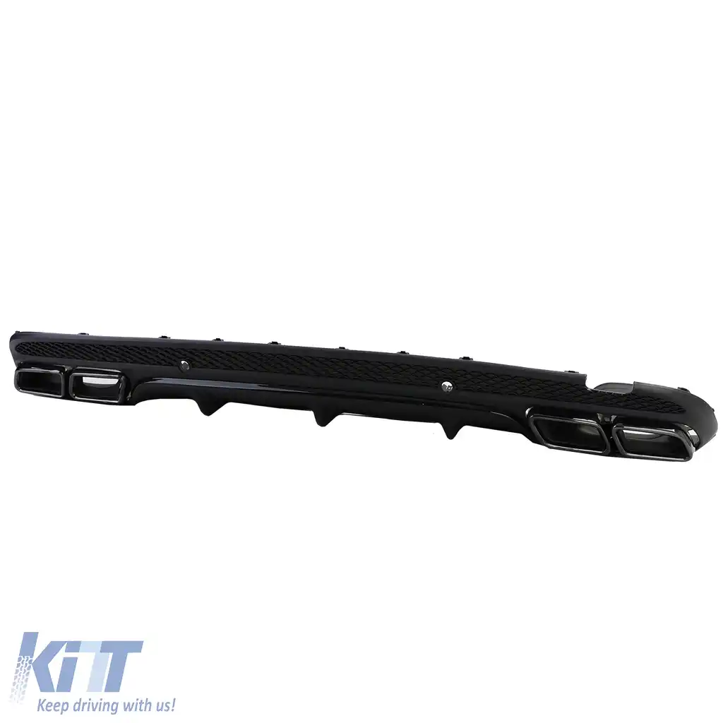 Difuzor sportiv spate cu tevi de evacuare negre, potrivit pentru Mercedes C W205 sedan 13-18-image-6202244