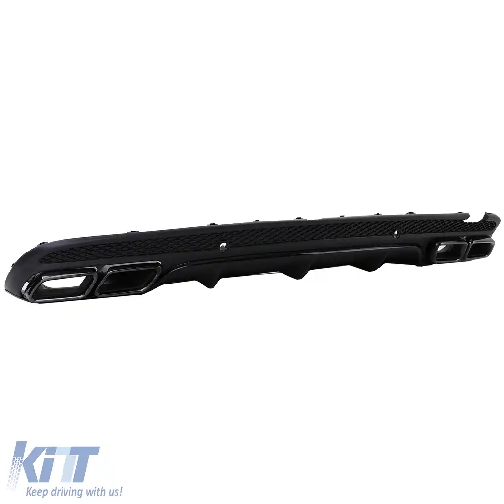 Difuzor sportiv spate cu tevi de evacuare negre, potrivit pentru Mercedes C W205 sedan 13-18-image-6202246