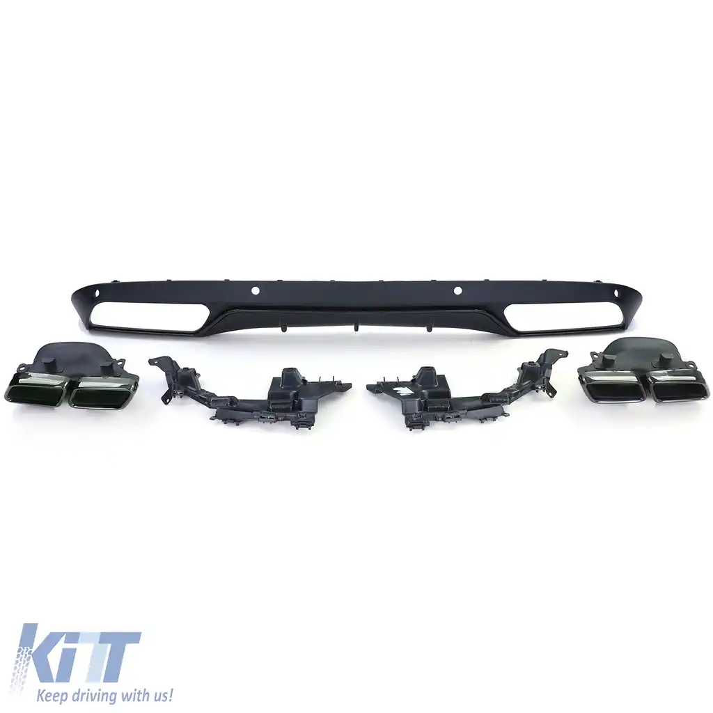 Difuzor sportiv spate cu tevi de evacuare negre, potrivit pentru Mercedes W205 sedan 14-18-image-6203137