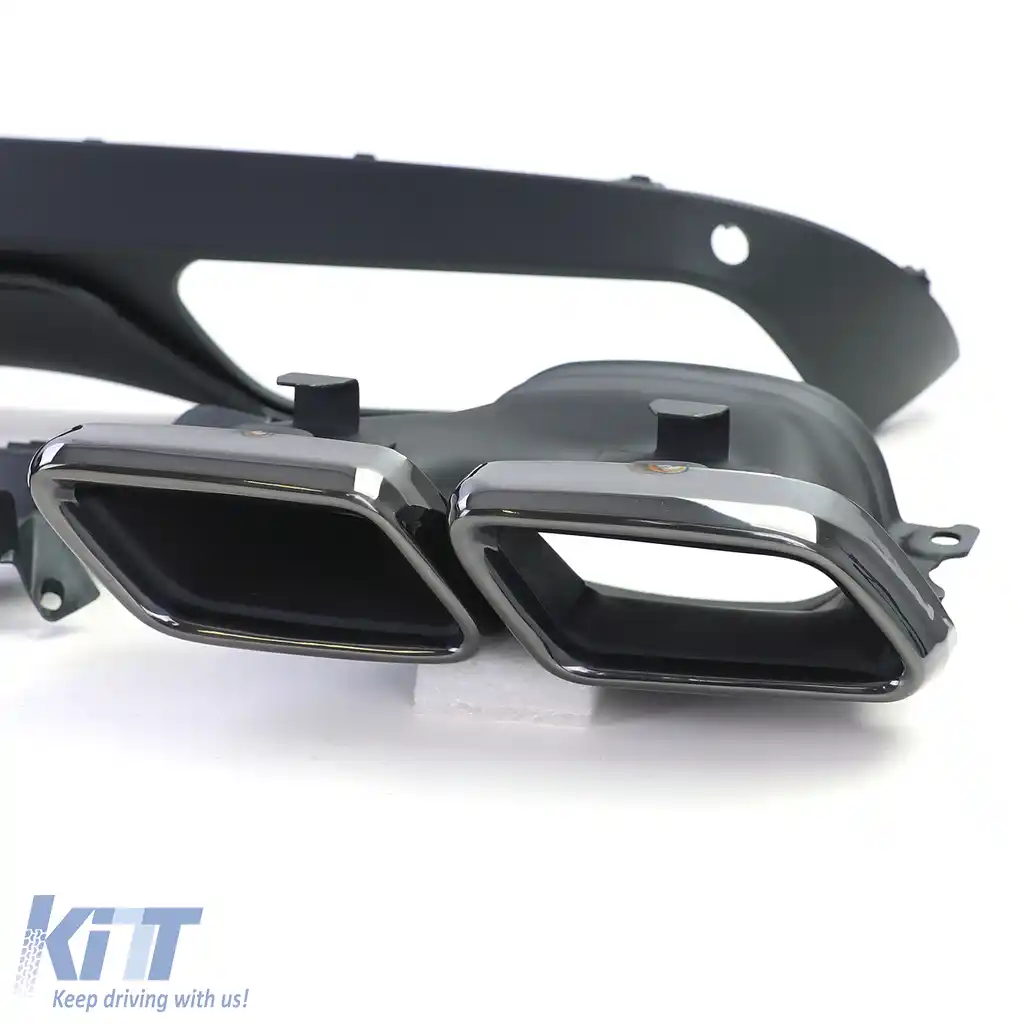 Difuzor sportiv spate cu tevi de evacuare negre, potrivit pentru Mercedes W205 sedan 14-18-image-6203139