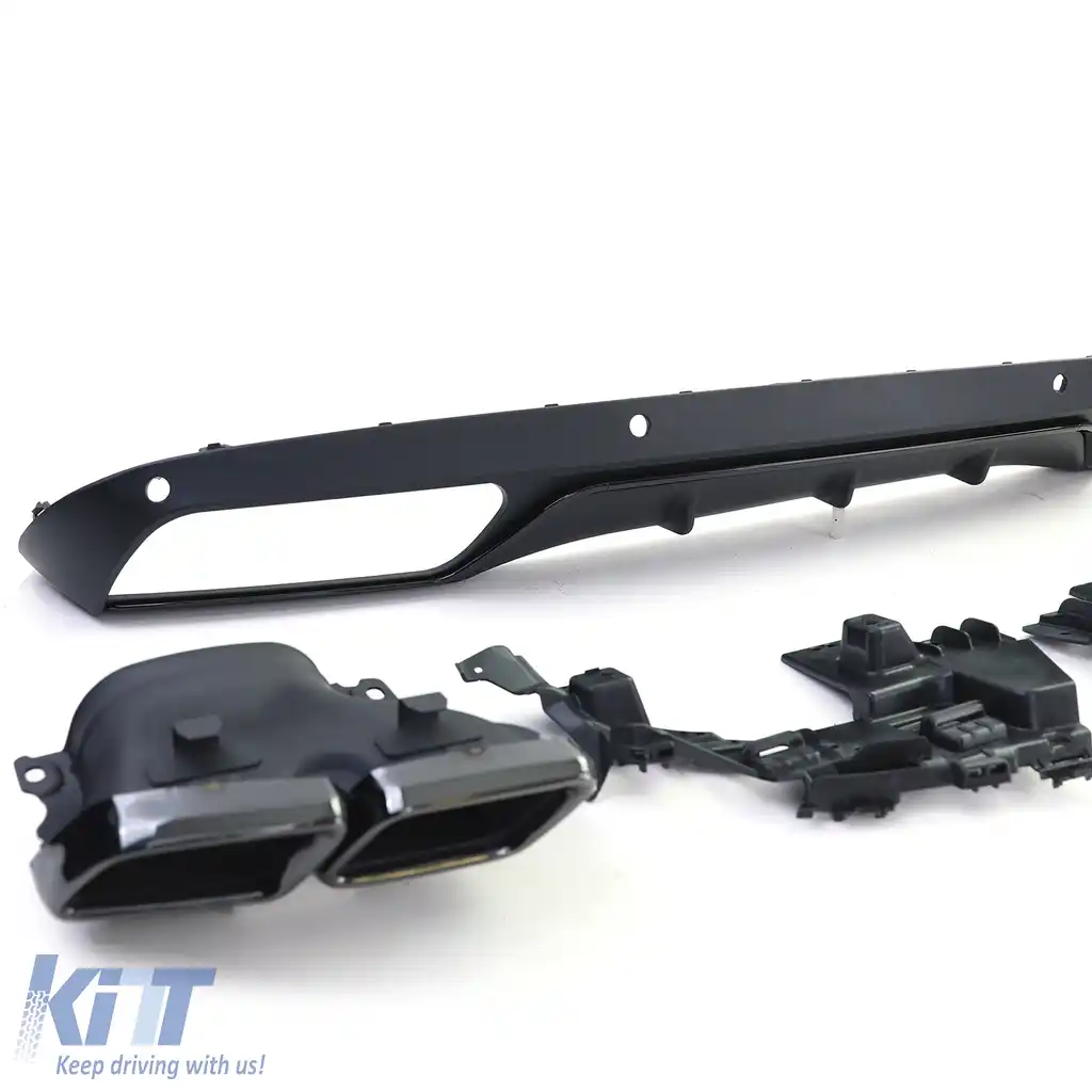 Difuzor sportiv spate cu tevi de evacuare negre, potrivit pentru Mercedes W205 sedan 14-18-image-6203140