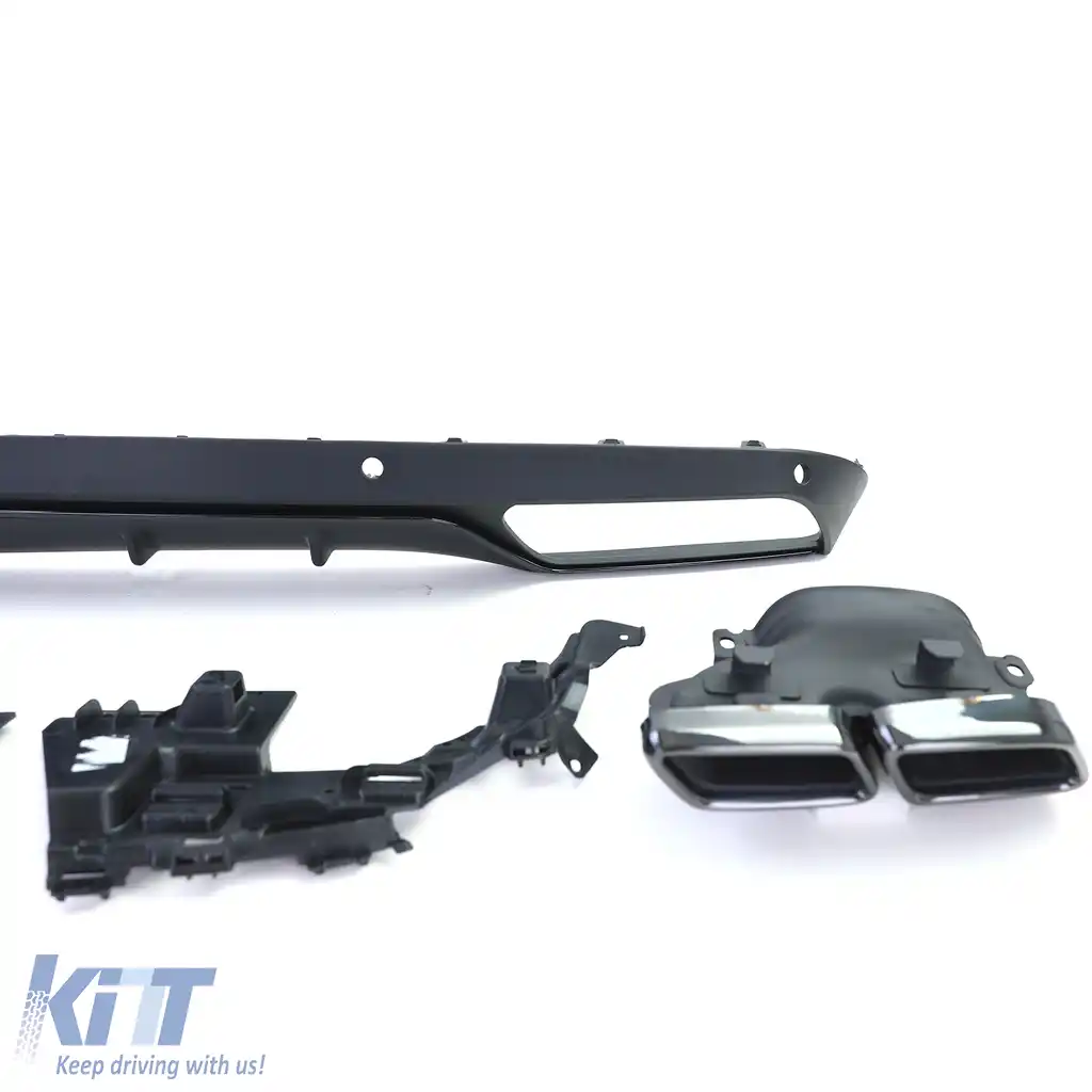 Difuzor sportiv spate cu tevi de evacuare negre, potrivit pentru Mercedes W205 sedan 14-18-image-6203141