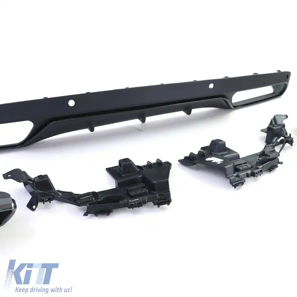 Difuzor sportiv spate cu tevi de evacuare negre, potrivit pentru Mercedes W205 sedan 14-18-image-6203142