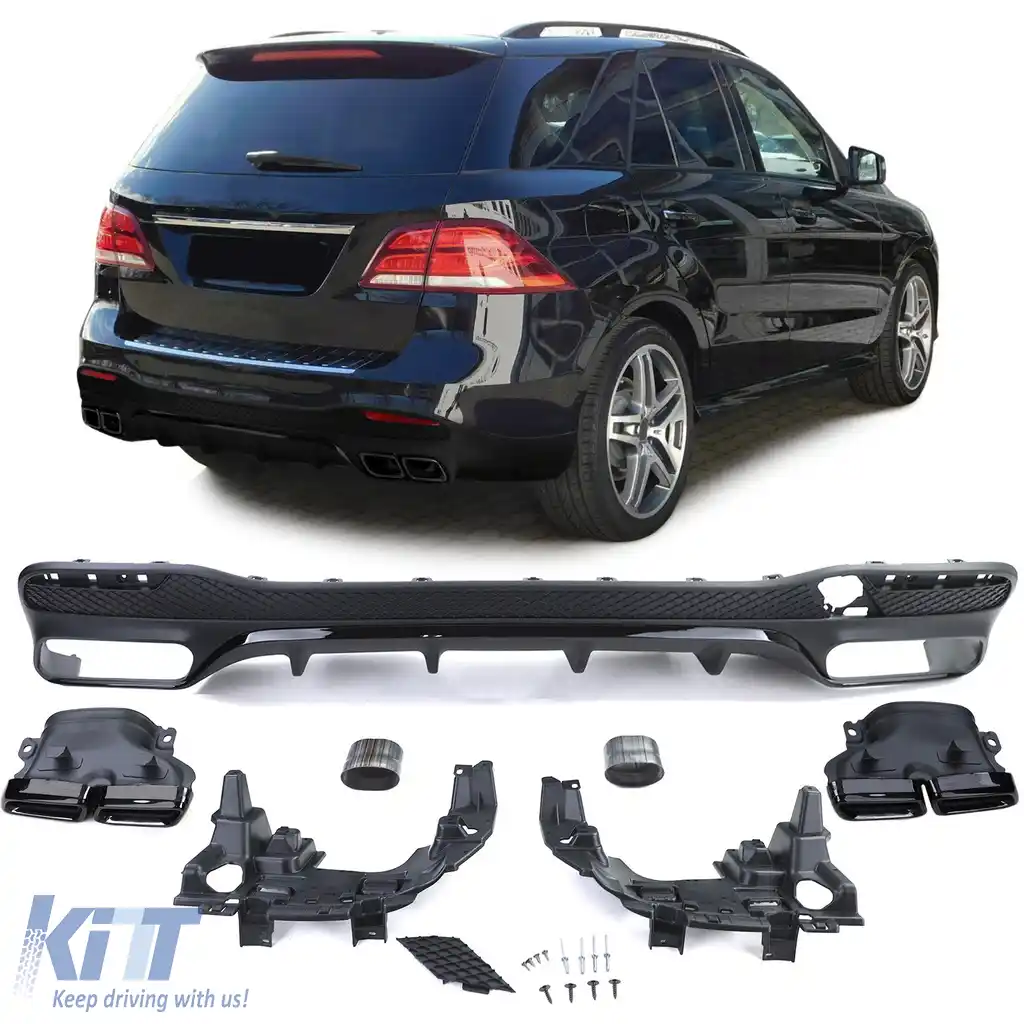 Difuzor sportiv spate cu tevi de evacuare negre, potrivit pentru Mercedes GLE W166 15-18