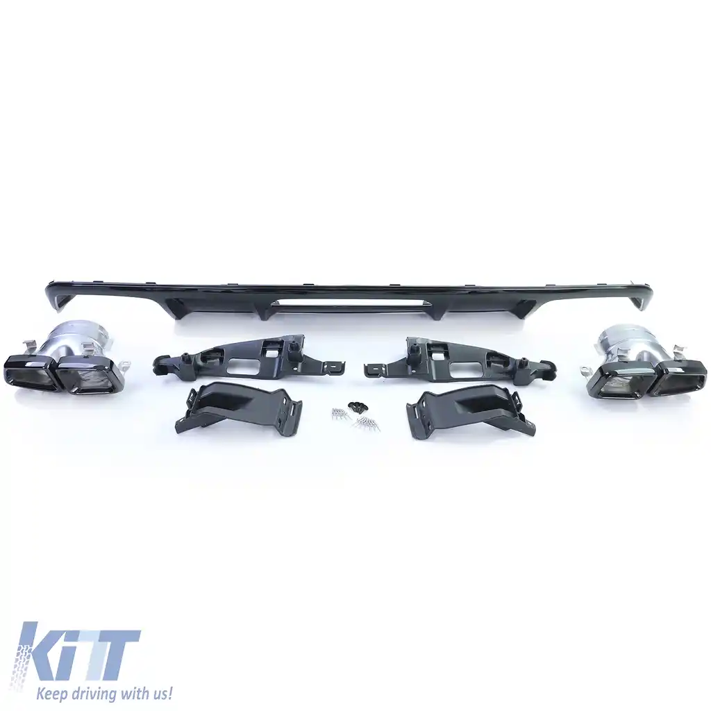 Difuzor sportiv spate cu tevi de evacuare negre, potrivit pentru Mercedes CLS C218 Facelift 14-18-image-6257796