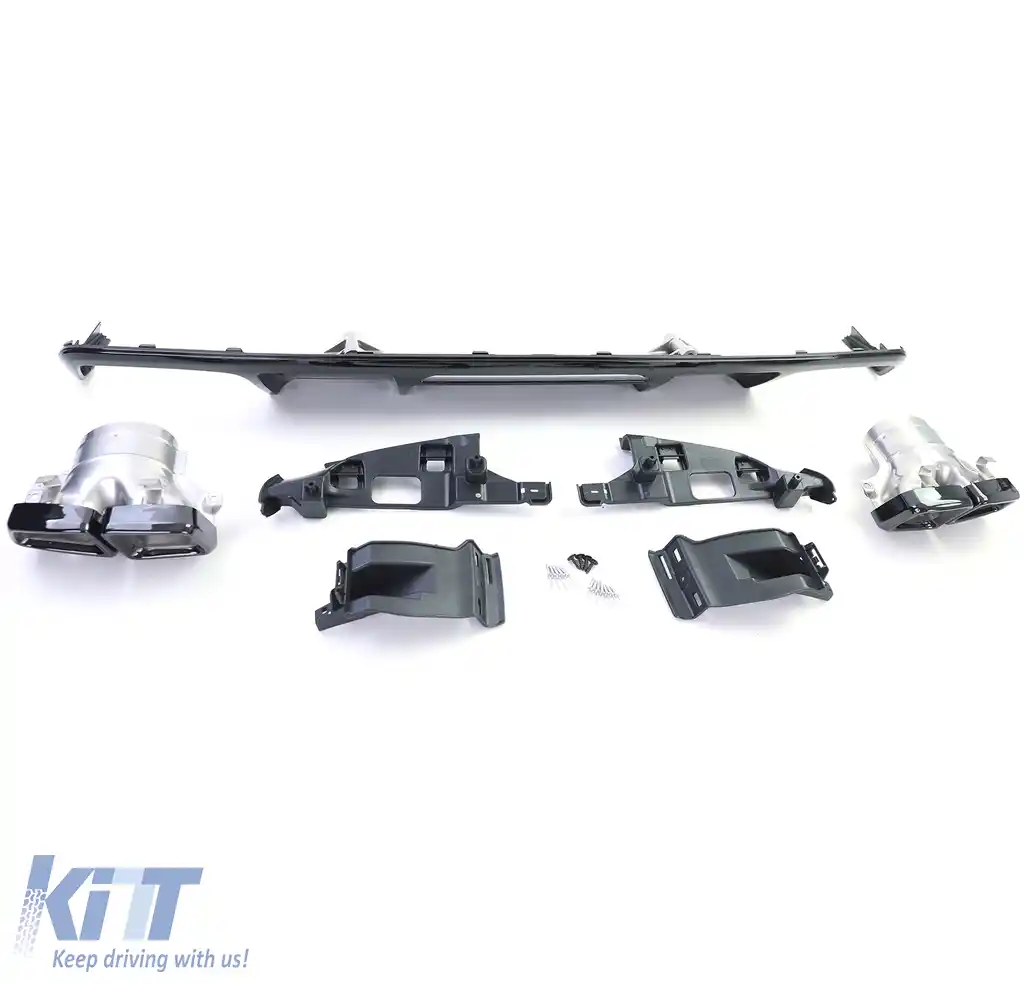 Difuzor sportiv spate cu tevi de evacuare negre, potrivit pentru Mercedes CLS C218 Facelift 14-18-image-6257799