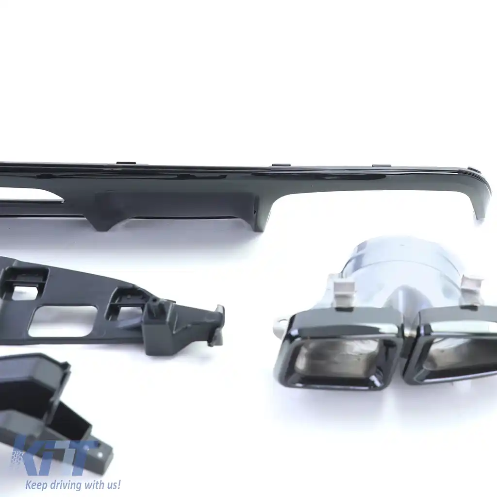 Difuzor sportiv spate cu tevi de evacuare negre, potrivit pentru Mercedes CLS C218 Facelift 14-18-image-6257801