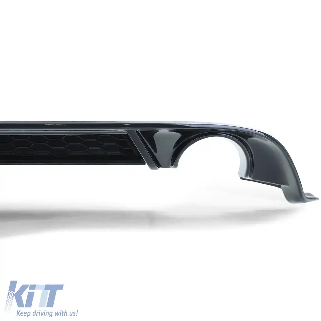 Difuzor sportiv spate cu un singur țeavă de eșapament pe ambele părți, lucios negru, potrivit pentru VW Golf 7 GTI 17-21-image-6199231